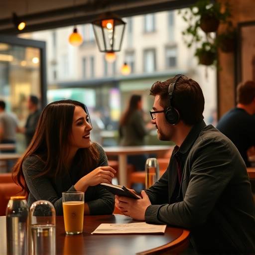 Casal aprendendo espanhol em um café em Barcelona