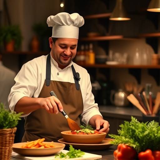 Chef italiano ensinando a preparar uma receita tradicional em italiano