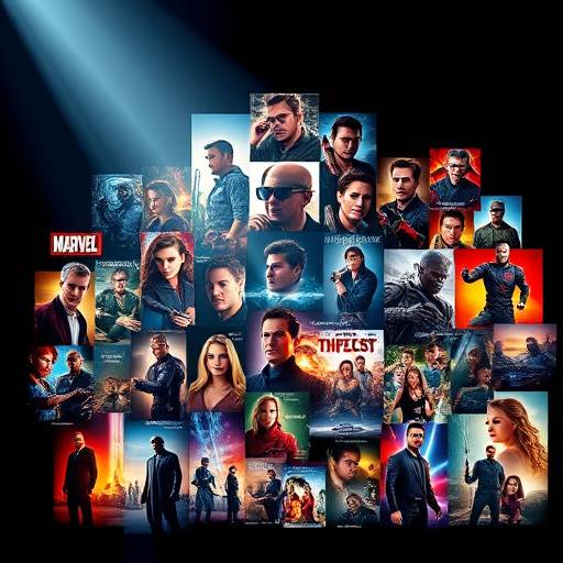 Uma colagem de capas de filmes e séries populares