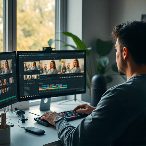 Uma pessoa editando um vídeo em um computador